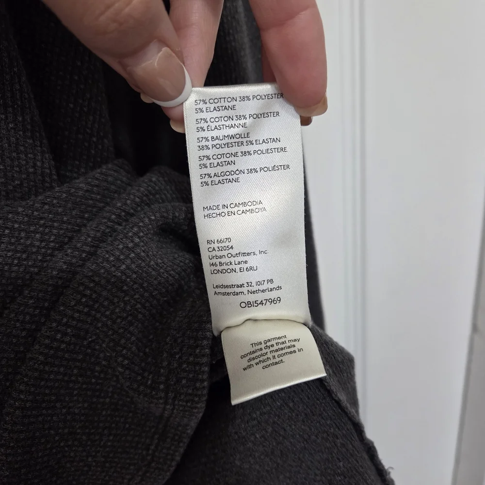 We The Free Women Anakin Thermal Long Sleeve Gray Oversize Waffle Knit Top Sz XL - Picture 10 of 11